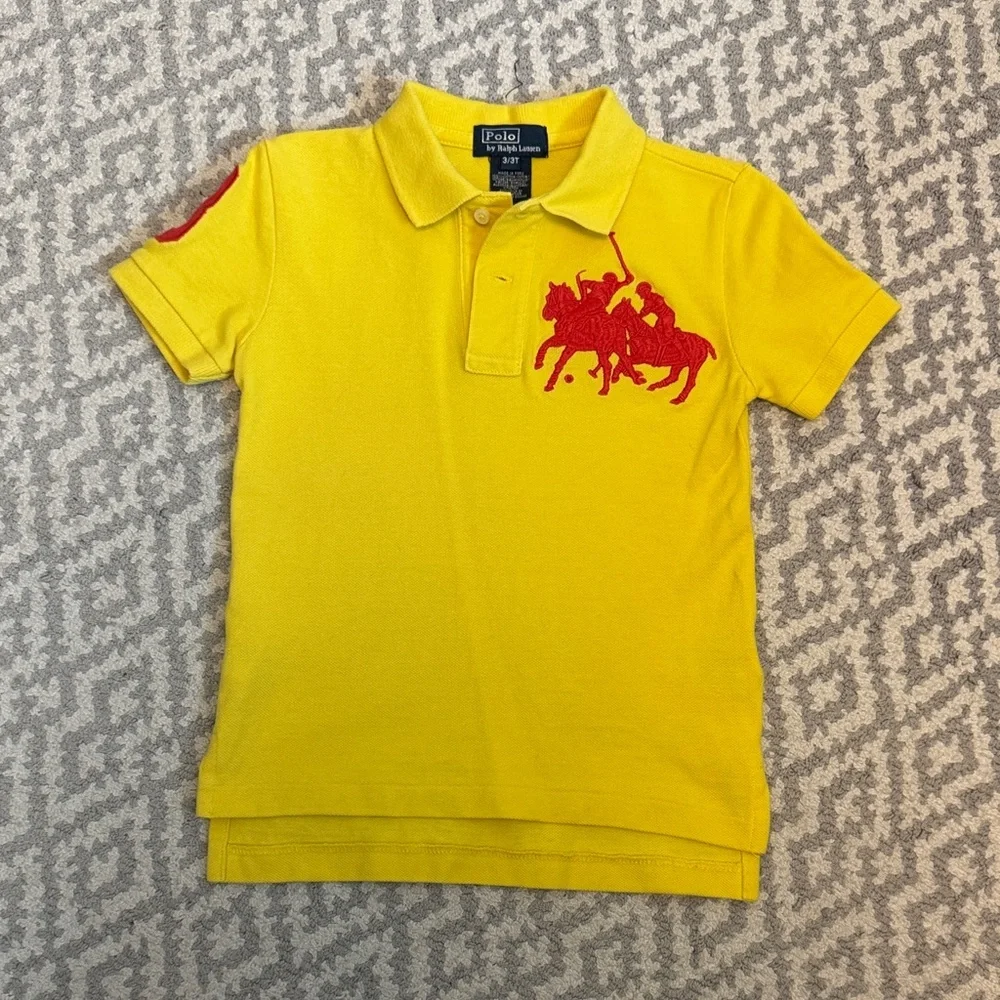 Ralph Lauren Yellow Polo Shirt with Red Logo - Picture 1 of 4
